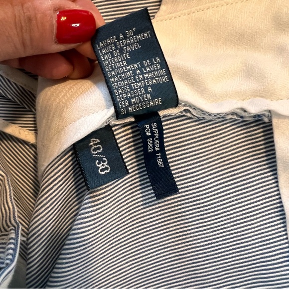 Vintage Polo Ralph Lauren Pinstripe Seersucker Cotton Blue Preppy Pants 38/30 - Picture 6 of 13
